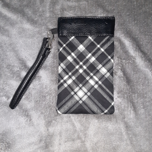 Thirty one black & white case with black handle one zip pocket 7.5" x 4.5" - Picture 2 of 4